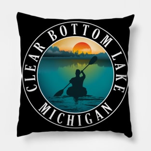 Clear Bottom Lake Kayaking Michigan Sunset Pillow