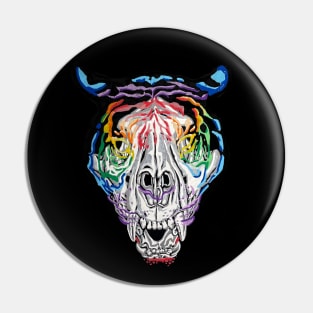 Rainbow Tiger Skull Pin