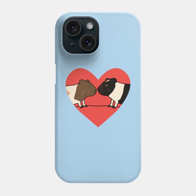 Two Guinea Pig Faces in Red Heart Phone Case by Anke Wonder 