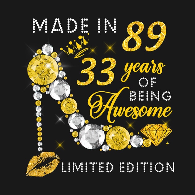 Made In 1989 Limited Edition 33 Years Of Being Awesome Jewelry Gold Sparkle by sueannharley12