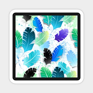 Seamless Pattern with Blue Feathers Magnet