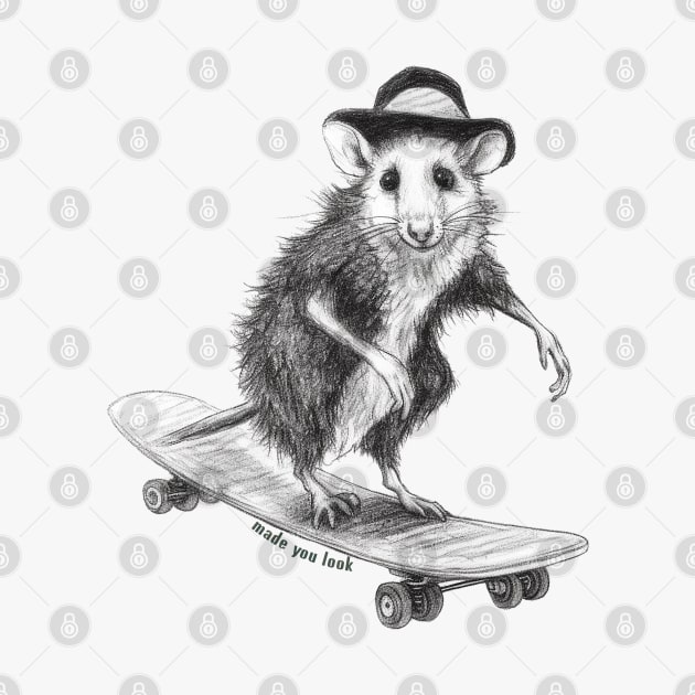 Opossum On A Skateboard: Made You Look by nonbeenarydesigns