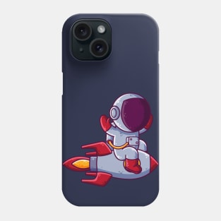 Cute Astronaut Riding Rocket Cartoon Phone Case