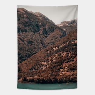 Red Mountain Over Lake Tapestry