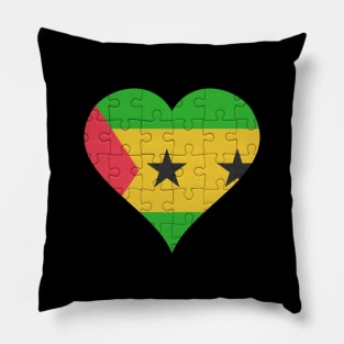 Sao Tomean Jigsaw Puzzle Heart Design - Gift for Sao Tomean With Sao Tome And Principe Roots Pillow