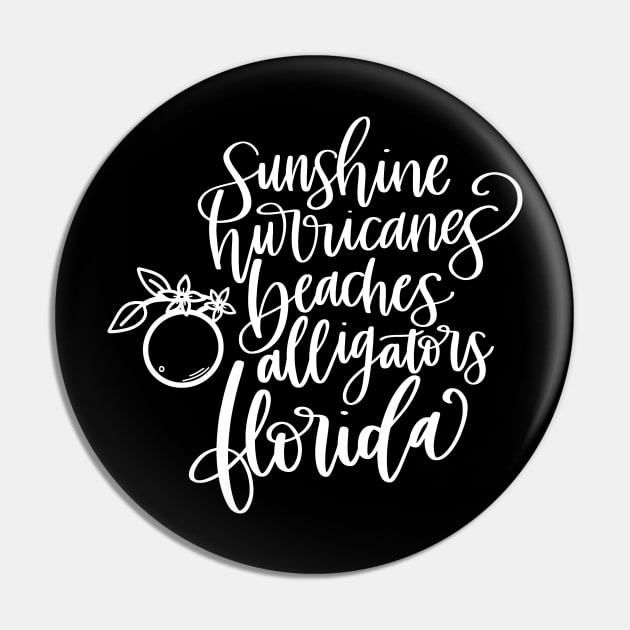 Sunshine Hurricanes Beaches Alligators Florida Pin by LucyMacDesigns