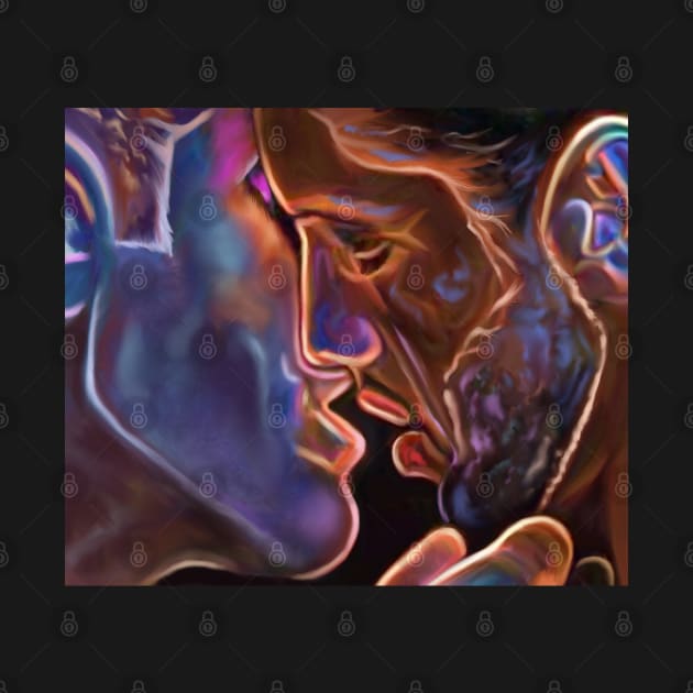 LGBTQ Art Gay Couple Shares A Sensual Kiss by egcreations