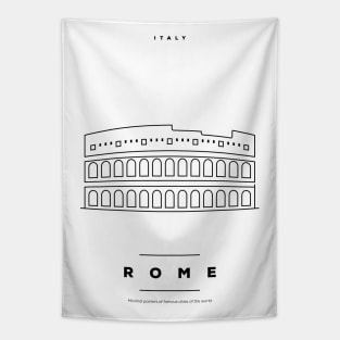 Rome Minimal Black Line Design Tapestry