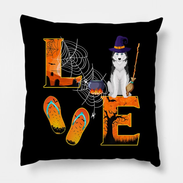 Husky Love Halloween Boo Dog Gifts husky lover Pillow by JaydeMargulies