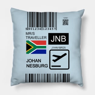 Johannesburg South Africa travel ticket Pillow