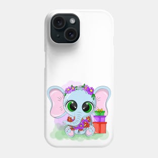 Cute elephant with a wreath on his head Phone Case