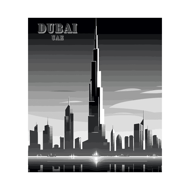Dubai, UAE, Burj Khalifa, Black and White Travel Print Wall Art, Home Décor, Gift Art by TripleTravelArt