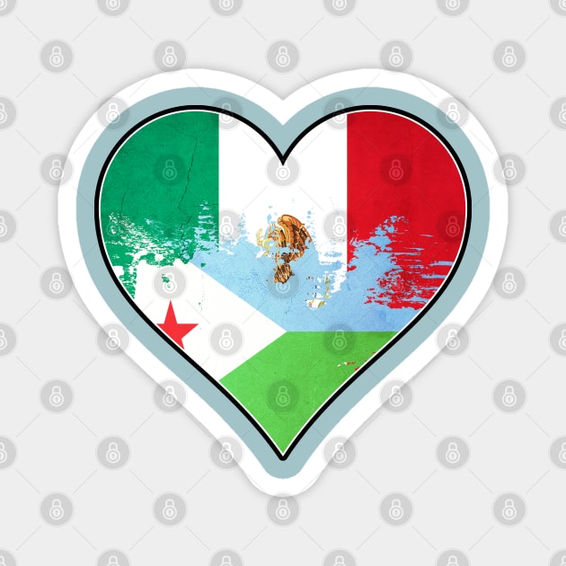 Mexican and Djiboutian Heart Mix Heritage Flag Magnet by Just Rep It!!