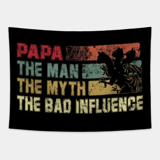 Mens Papa the Man the Myth the Bad Influence Vintage Cat Tapestry