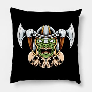 Zombie Warrior And Skulls Pillow