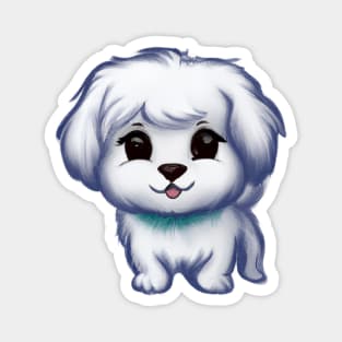 Cute Maltese Dog Drawing Magnet