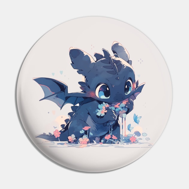 Little black dragon Pin by HydraDreams