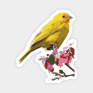 Saffron Finch on flowers Magnet