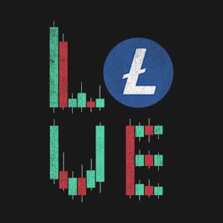 Vintage LOVE Stock Chart Litecoin LTC Coin Valentine Crypto Token Cryptocurrency Blockchain Wallet Birthday Gift For Men Women Kids T-Shirt