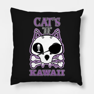 Funny Cats are Kawaii Pirate Cat, Skull and Cross Bones, Halloween Pillow