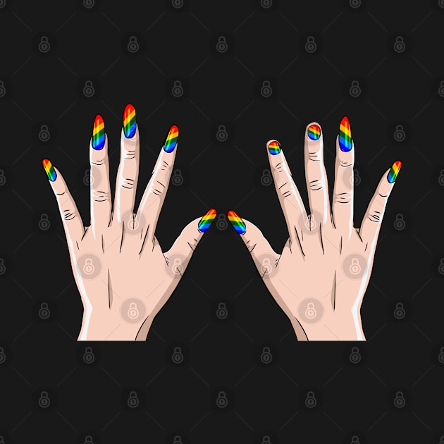 Lesbian Pride Fingernails by darklordpug