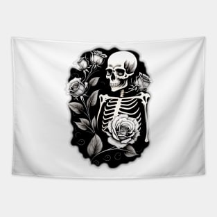 Romantic Skull and Roses Tapestry