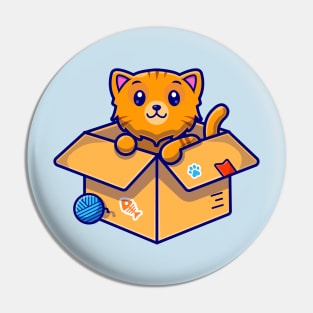 Cute Cat In Box Cartoon Vector Icon Illustration Pin