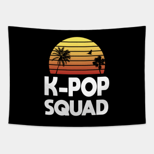 K-Pop Squad with palm trees and sunset, Kpop Tapestry