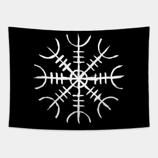 Helm of Awe White Scrawl - Viking Rune Tapestry