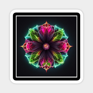 neon mandala flower Magnet