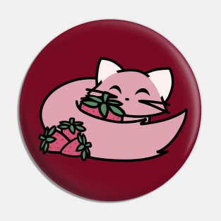 Cute Pink Strawberry Cat Pin