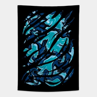 Blue ocean waves abstract shapes Tapestry