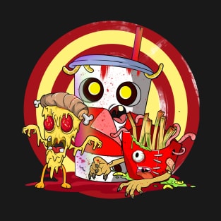 Classic Halloween Movies Junk Food and Zombies T-Shirt