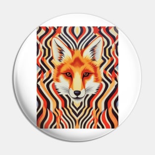 Spectrum Fox: Radiant Op Art Red Fox Pin