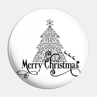 Black and White Christmas Tree design Pin