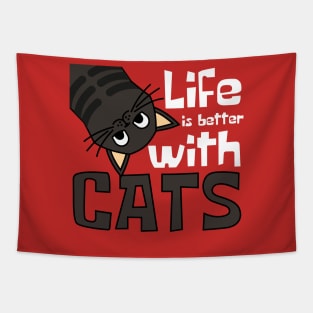 Life is Better Cats Funny Tapestry