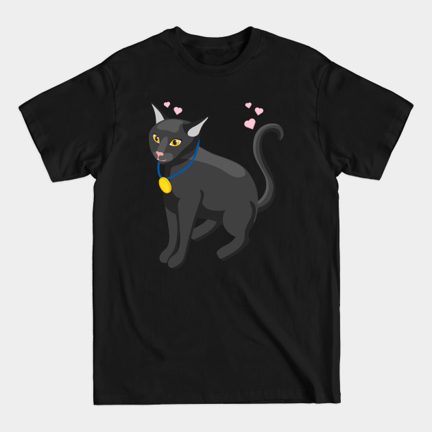 Discover 3d effect Black cat with medal - Black Cat Cartoon - T-Shirt