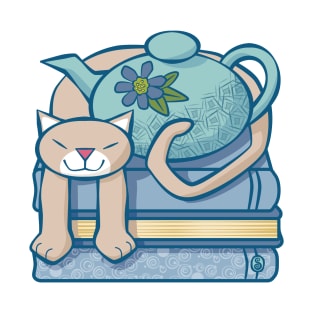 Cat Tea Books T-Shirt