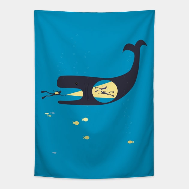 Diving with Whales Tapestry by NicSquirrell