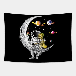 Astronaut And Alien In Love, Valentines Day Gift Tapestry