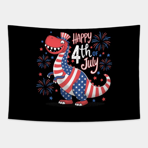 4th July | Happy Birthday America Dino Tapestry by Aldrvnd