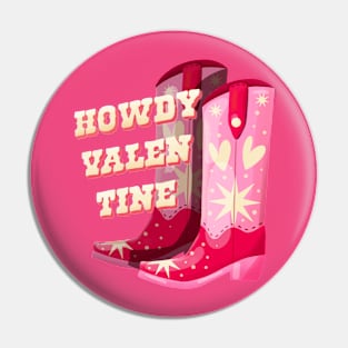 Howdy Valentine Cowboy Boots Pin