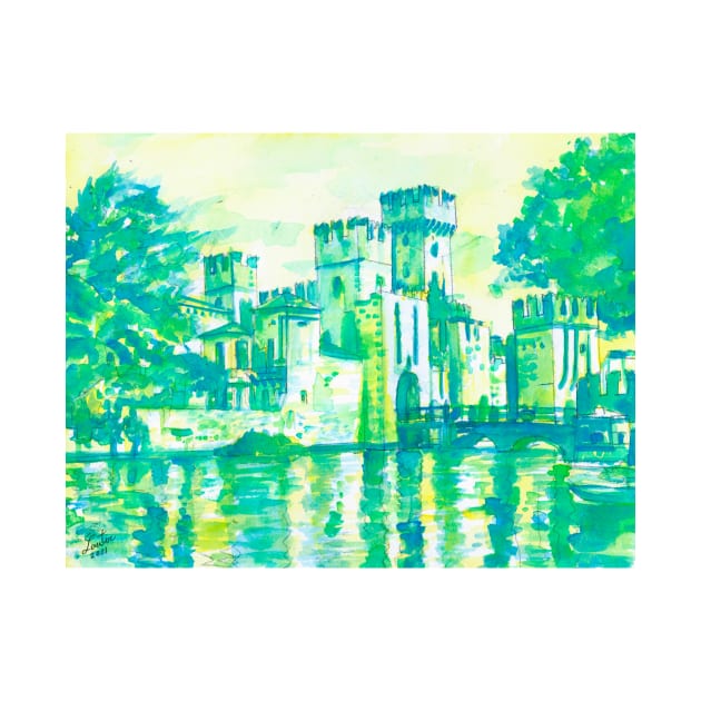 SCALIGERO CASTLE in SIRMIONE - watercolor painting by lautir