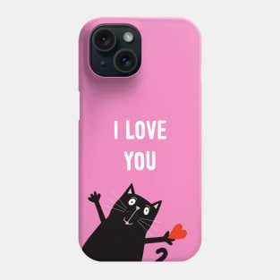 Black Cat I Love You Phone Case