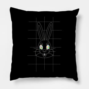 GRID DRAWING of a easter bunny white Pillow