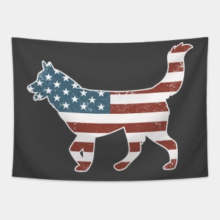 Vintage Patriot Husky Dog Husky Silhouette Tapestry