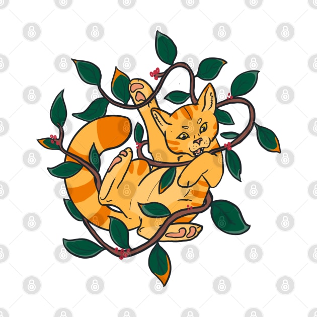 Leafy Autumn Orange Cat by CloudWalkerDesigns