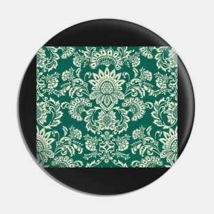 Damask Vintage Green and White Pin