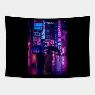 Tokyo Street Neon Synthwave Tapestry