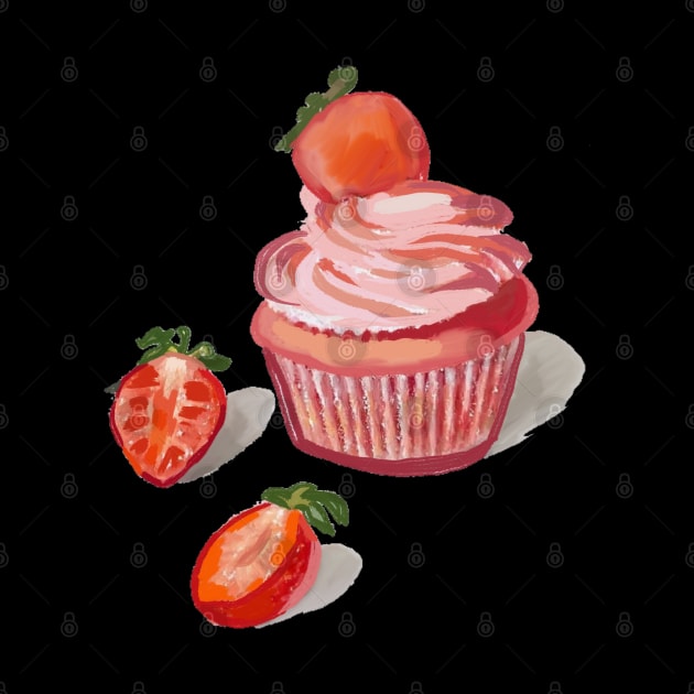 Strawberry Cupcakes by Art by Ergate